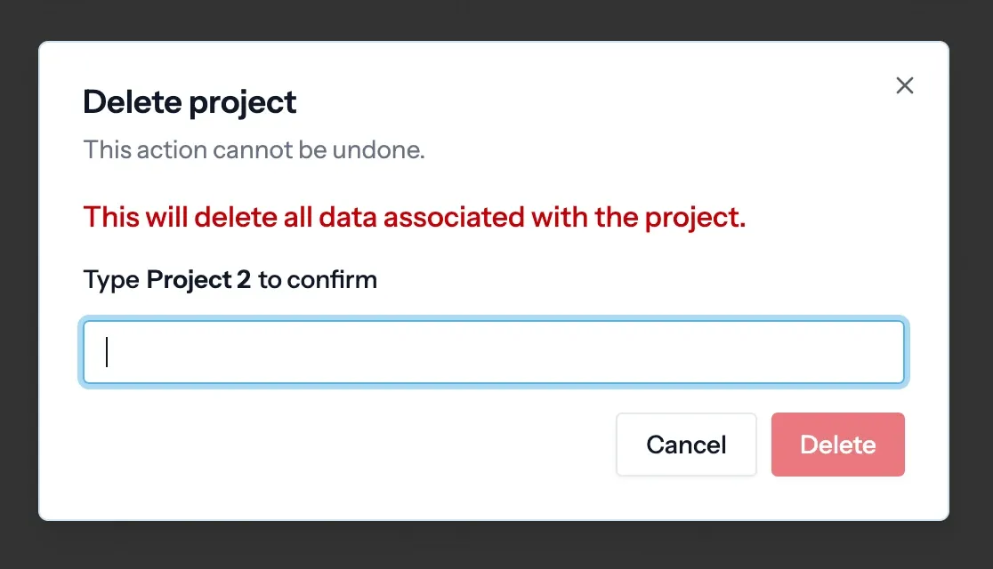 delete project confirmation