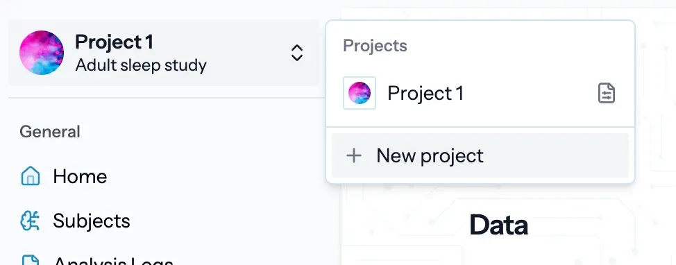 new project sidebar